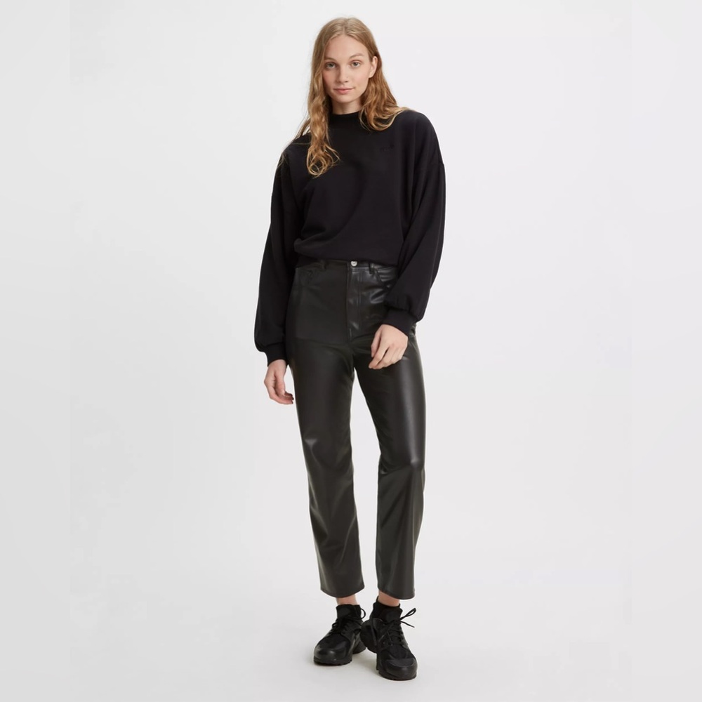 Levi’s Ribcage Straight Black Faux Leather Pants